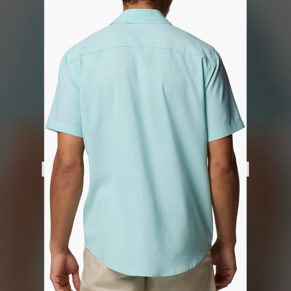 Columbia Red Eagle Lake Omni-Wick Short Sleeve Button-Up Shirt in Spray Size L - Picture 4 of 10
